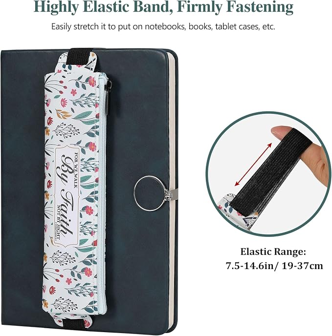 MoKo Elastic Pen Holder for Notebook, 4 Pack PU Leather Pencil Pouches