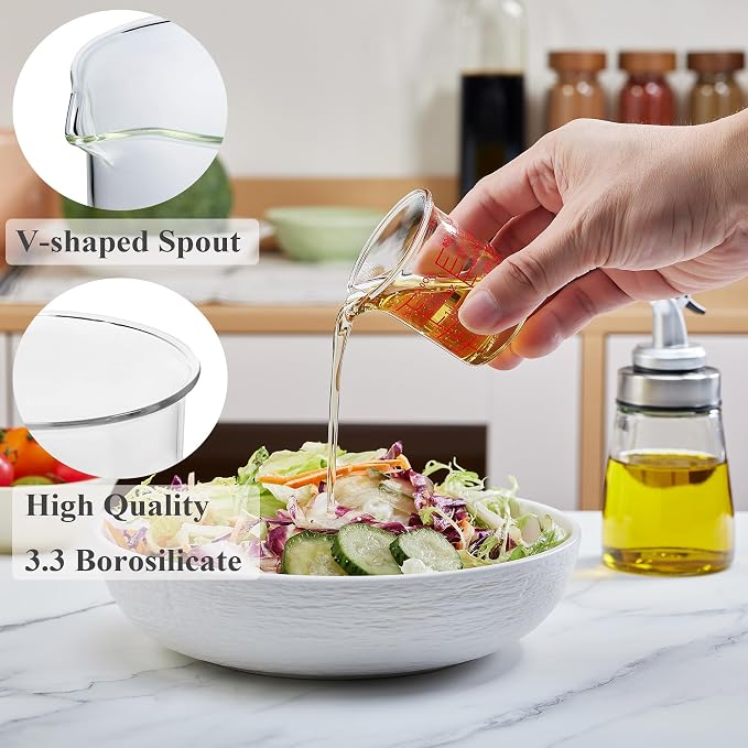 Ackers BORO3.3 Mini Borosilicate Glass Measuring Cup Set, 4-Piece, 5-60 ml