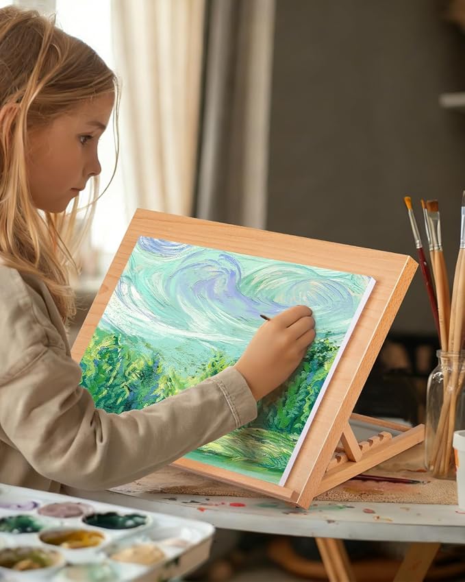 5-Position Tabletop Easel, Adjustable Angle Drafting Table Easel Drawing and Sketching Board, 18 1/2 Inches by 14 1/8 Inches