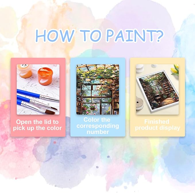 Bookshelf Paint by Number for Adult, Paint by Numbers for Adults Landscape | Scenery Paint by Numbers, Paint by Numbers for Adults Beginner for Gift Home Wall Decor (Bookshelf, 16x20 inch) Frameless