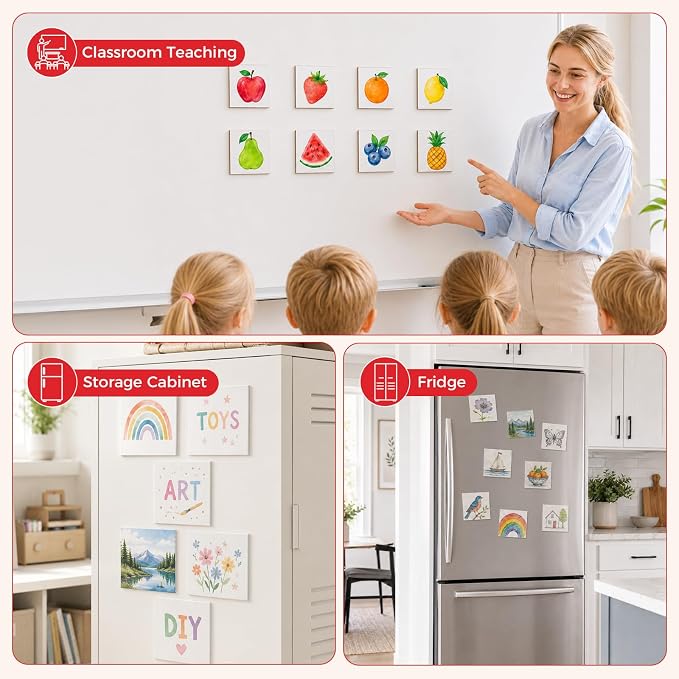 CONDA 60 Pack Multi-Size Mini Magnetic Canvas Panels, Small Canvases for Painting for Oil, Acrylic, Pouring Watercolor & Art Crafts DIY