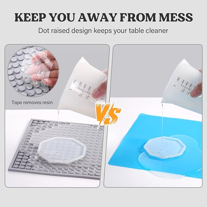 LET'S RESIN Resin Collector Mat, Easy Clean & Silicone Heat Resistant Mats 14.5'' x 9.4'', Non-Slip Multipurpose Thick Silicone Mats for Resin Molds, Epoxy Resin, Cup Turner, Kitchen Counter, Placemat