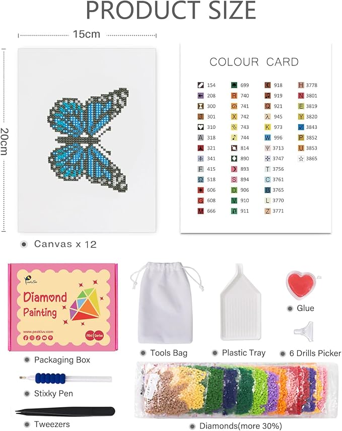 PeakLuv Small Diamond Art Kits Butterfly Mini Diamond Painting Kits