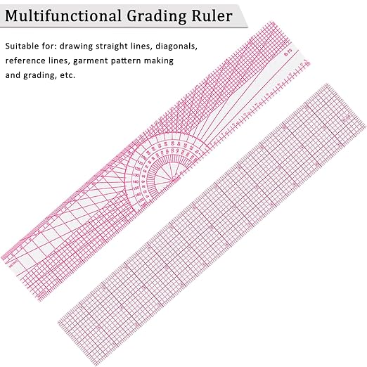 Fashion Clear Metric Sewing Ruler Set,French Curve Pattern Rulers for Beginners, Tailors, Designers, Quilting, Embroidery, Cross Stitch, Crochet, Knitting 9pcs (9-Piece Set)