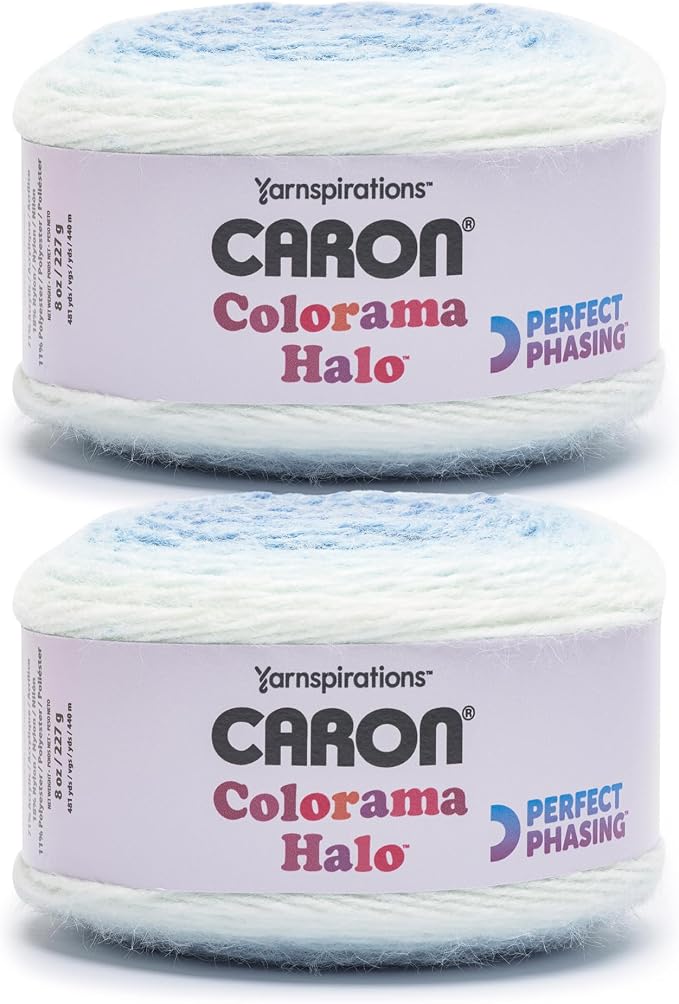 Caron Colorama Halo Cake Ombre Yarn for Crocheting, Skylight Frost, 2-Pack