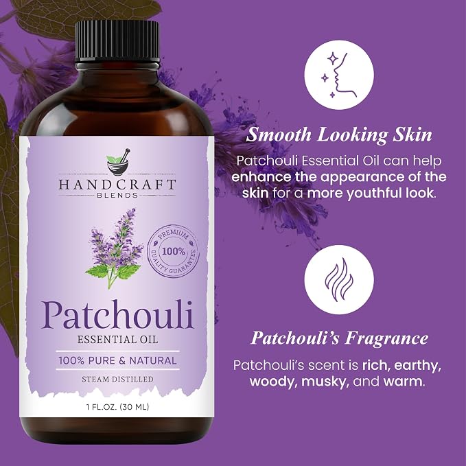 Handcraft Blends Patchouli Essential Oil – 1 Fl Oz – 100% Pure and Natural – Premium Grade Essential Oil for Diffuser and Aromatherapy, Skin, Massage, Candle and Soap Making Fragrance