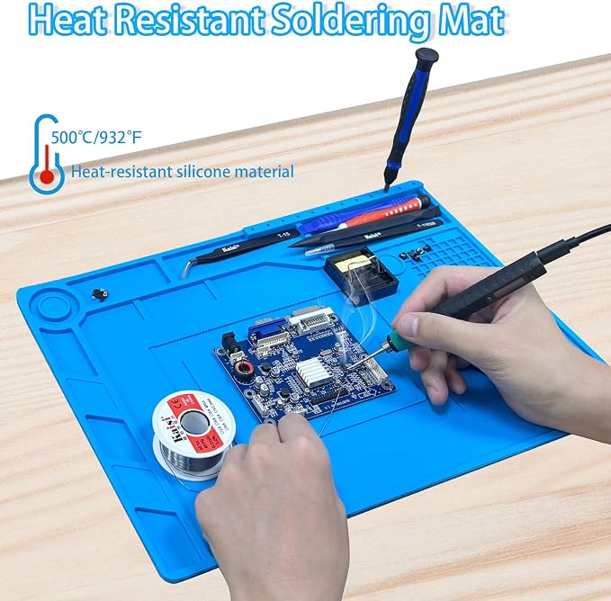 Kaisi Soldering Mat,15.35" x 10.6" Inch Heat Resistant Silicone Work Mat