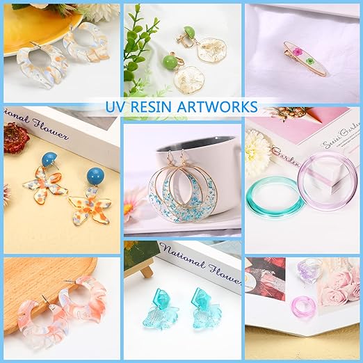 KISREL UV Resin Kit With 22 Lamp Beads Light - Larger Size and 200g Upgraded Hard Type Crystal Clear Resin for Craft Jewelry Making
