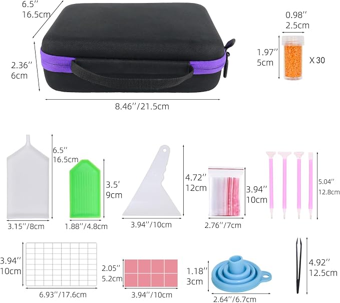 30 Slots Storage Container for Diamond Art Kits with Diamond Art pens Tools and Portable Bead Storage Boxes, Diamond Art Storage Case and Diamond Art Storage Case
