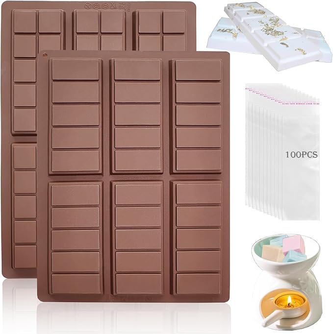 Wax Melt Molds Silicone,Chocolate Bar Mold