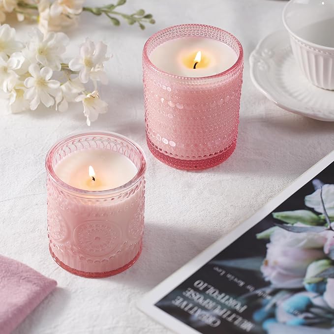 12Pack Pink Candle Jars - 3 Styles Candle Jar with Lids for Any Décor