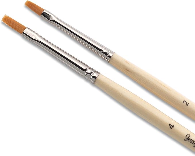 Jerry Q Art 12 Pcs Detail Paint Brushes, Golden Synthetic Hair, High Performance for Oil, Acrylic and Watercolor JQ-503