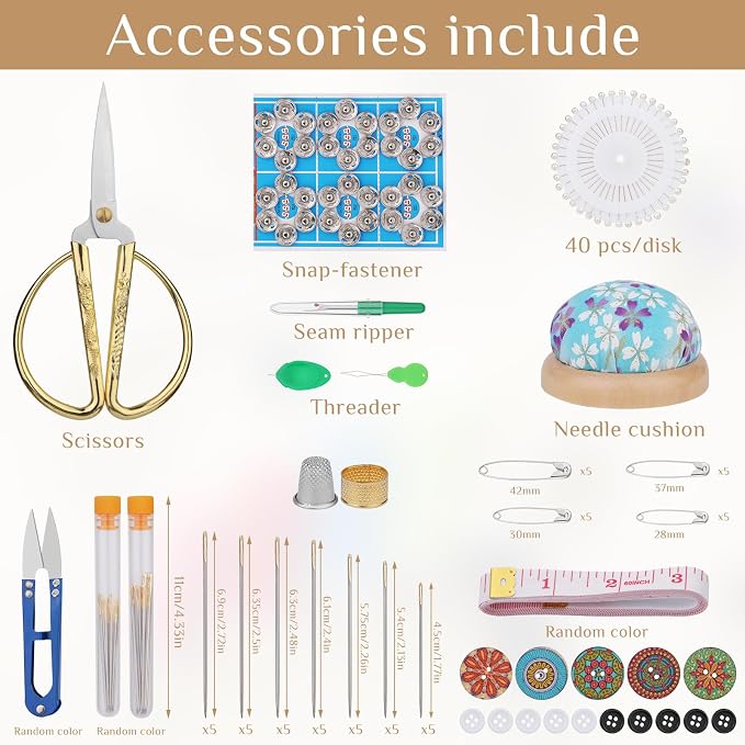 SHWAKK Sewing Kit, Wooden Sewing Kit Box for Adults Beginner Traveler