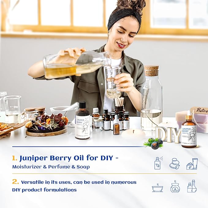 HIQILI Juniper Berry Essential Oil for Aromatherapy,Hair & Skin Care