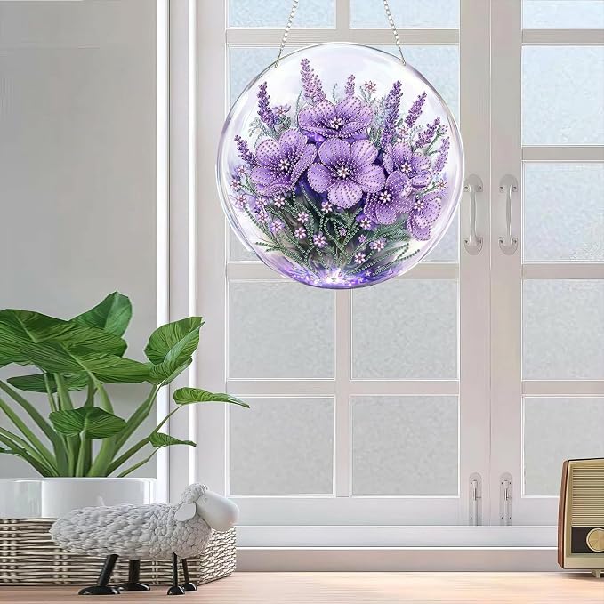 RYMILIE Hanging Diamond Art Kits for Adults Flowers 8x8inch