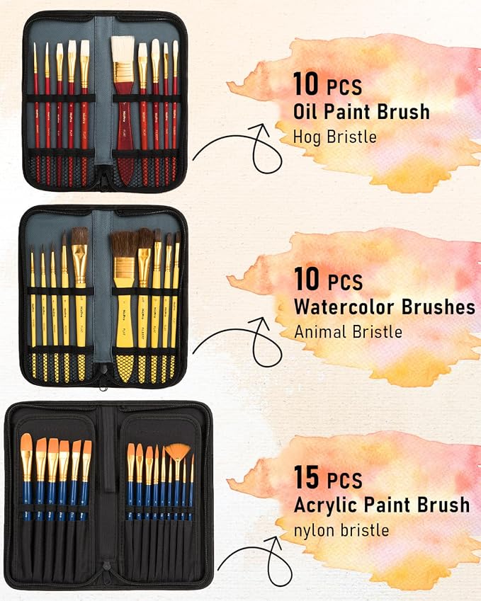 Nicpro 158PCS Deluxe Art Painting Kit for Artist with Easel, Paints & Brush | Professional Metal and Solid Beech Wood Easel, Acrylic, Oil & Watercolor Paint Set, Paint Brushes, Canvas, Palette, Paper Pad