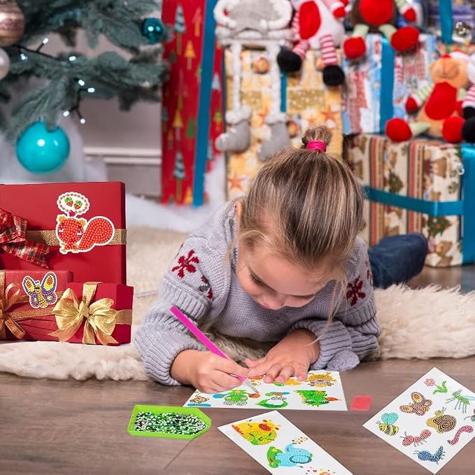 Labeol Diamond Art Kits for Kids Boys and Girls Ages 6-8-10-12 Easy to DIY Creative Diamond Art Sticker Craft by Numbers Kits for Kids and Adult Beginners (Various Animals)