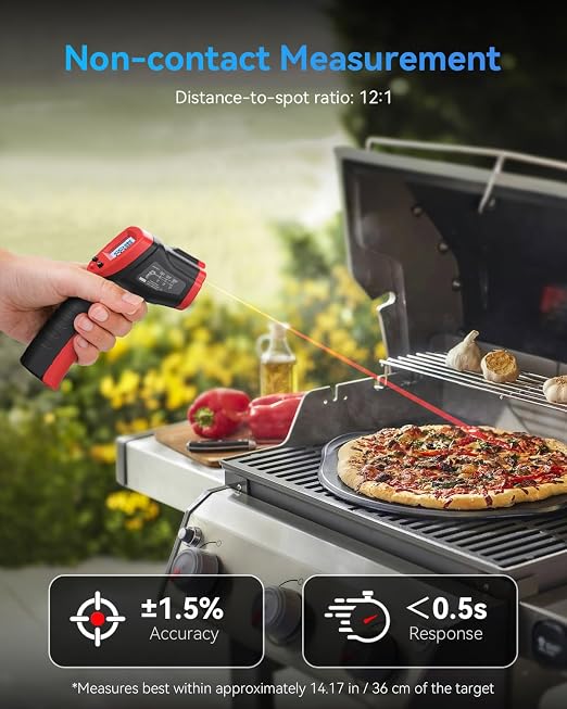 Wintact Infrared Thermometer, Digital Surface Temperature Gun -58℉ to 1094℉ | Laser Temp Gun for Cooking Food, Pizza Oven, Flat Top Grill, Griddle, Soap Making, Reptile