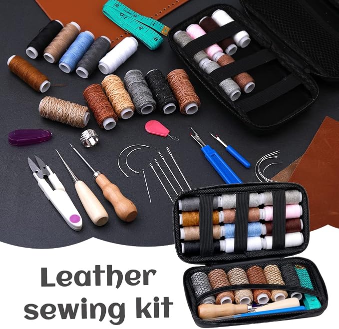 BUTUZE Upholstery Repair Kit, Leather Sewing Kit, Sewing Waxed Thread