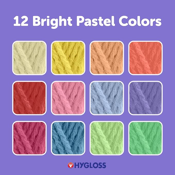 Hygloss Pastel Acrylic Yarn for Crocheting & Hand Knitting – Set of 24 | CR- 24 Yard Per Skein | Total 576 Yds | Beginner Friendly | Soft Smooth Crochet Yarn #3 Weight DK | Mini Colorful Skeins