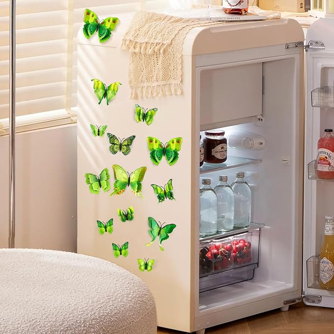 SAOROPEB 3D Butterfly Wall Decor, 24 Pcs Green Butterfly Decorations