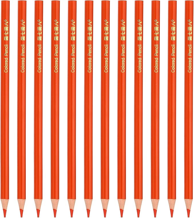 PATIKIL Orange Colored Pencils Set,12 Pcs Oil Color Pencils Wooden Coloring Drawing Pencil for Artists Art Painting