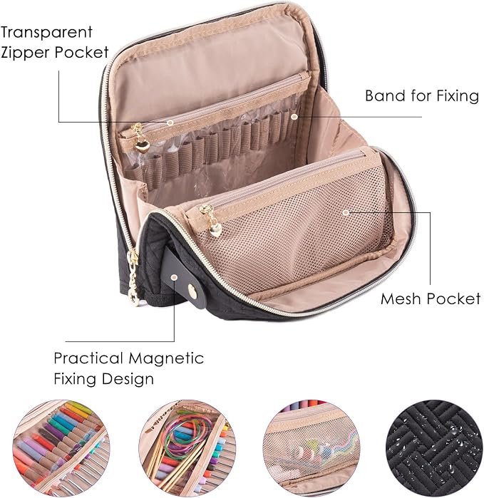 MYBAGZING Empty Crochet Hook Case - Crochet Hook Organizer Case Stand Up (Upgraded) -Corchet Organizer - Crochet Hook Holder for Knitting & Crochet Supplies, Crochet Needles, Crochet Accessories