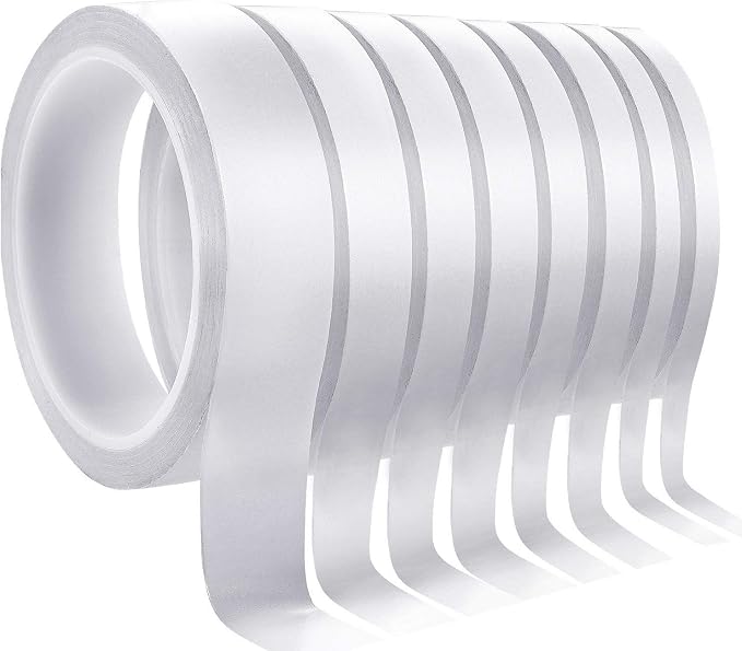 Chuangdi 8 Rolls Double Sided Tapes for Arts, Crafts Photography, Scrapbooking Gift Wrapping Adhesive Sticky Tape Card Making Paper DIY Office Supplies, Each Roll 25 Yards Long (5 Sizes)