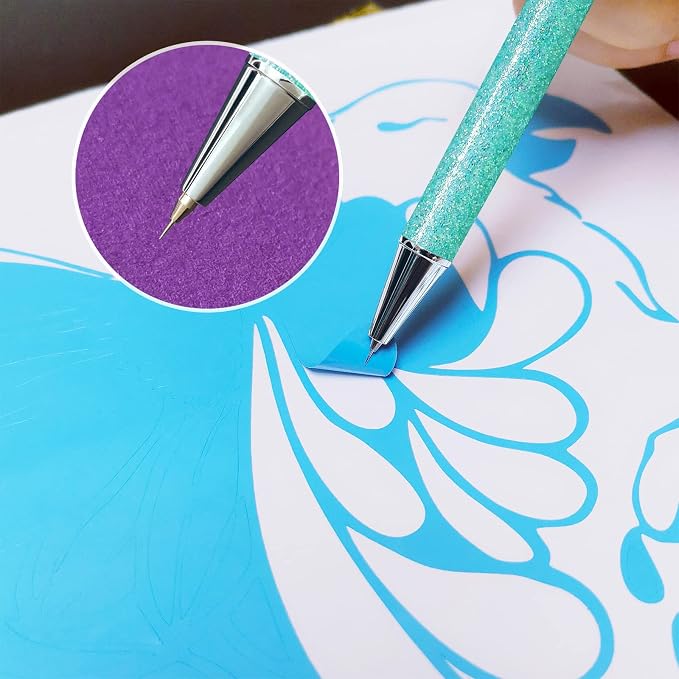 Craft Weeding Pen, Essential Adhesive Vinyl Tool, Precision Needle Retractable Pin Pen for Craft Weeding, Vinyl Air Release or Car Puncturing Installation, Turquoise