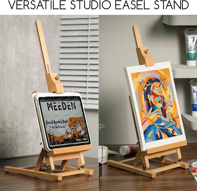 MEEDEN H-Frame Tabletop Easel for Painting: Adjustable Desktop Easel | Painting & Display Table Top Easel Stand - Hold Canvas up to 16" Sturdy Beech Wood Table Art Easel for Adults, Beginners