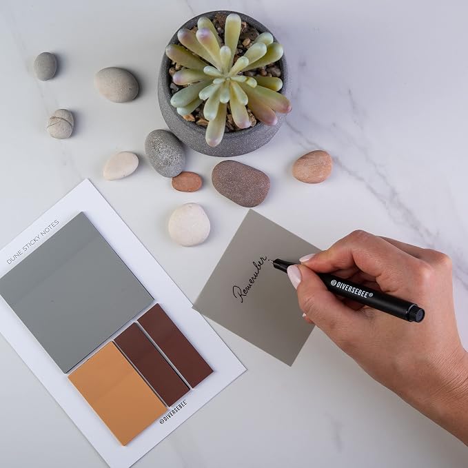 DiverseBee Transparent Sticky Notes Set with Quick Dry Pen (Dune)