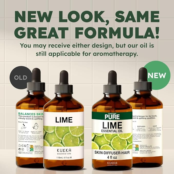 100% Pure Lime Essential Oil 4 Fl Oz - Lime Oil for Hair and Skin | Undiluted Italian Lime Oil for Diffuser, Aromatherapy, Body and Massage Blends - Natural Citrus Aroma, Non-GMO, with Dropper