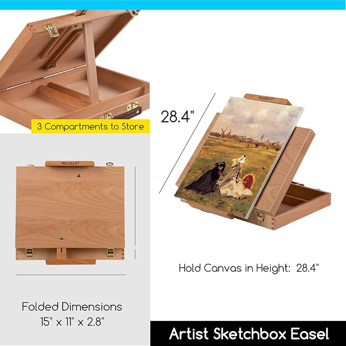 MEEDEN Art Oil Painting Kit: 37Pcs All-in-One Oil Supplies with Easel Box | Professional Oil Paint Kit with 60ml Oil Paint Set, Paint Brushes, Palette Knives, Canvases, for Adults Artists Beginners
