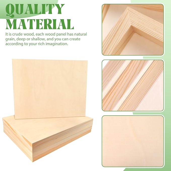 FSWCCK 6 Pack 11 x 14’’ Wooden Panel Boards, 0.79’’ Deep Unfinished Wood Canvas Panels for Crafts, Painting Canvas, DIY Art Projects, Pouring Arts