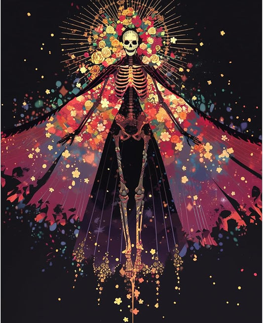 obterie Skull Paint by Numbers Kit for Adults Beginner Halloween Oil Painting Kit Adult Paint by Number Kits on Canvas DIY Painting for Beginners Art by Numbers for Gifts Home Wall Decor 16x20 Inch