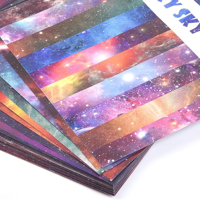 Origami Paper 50 Sheets, 6-Inch Square Double Sided Colored Craft Paper | 70GSM colorful paper,50 Vivid Pattern Origami Kit,DIY Hand Crafts,Arts Creativity,Easy to Fold,No-Fading.Galaxy