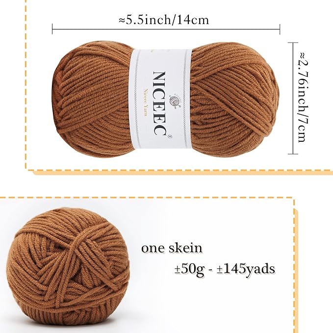NICEEC 300g Soft Assorted Colors Yarn 100% Acrylic 870yds -Series 6
