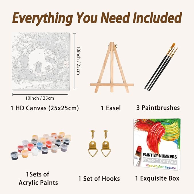 AUKELHJ Framed Paint by Numbers Kit for Adults, Panda, 10x10 inch