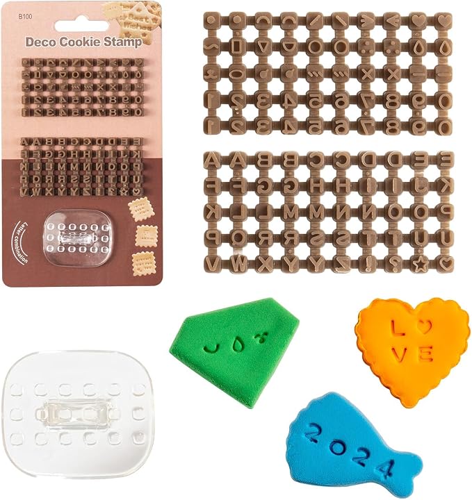 Letter Stamps for Clay, Alphabet Number Pottery Stamp Set, Polymer Ceramic Clay Tools, Small Press Fondant Embosser and Cookie Cutters with Storage Box