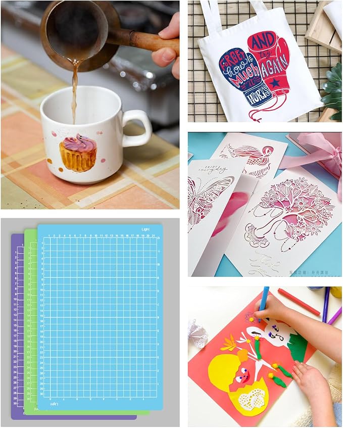 Gwybkq Cutting Mat 8.5x12in, Compatible With Cricut Joy Xtra 6 Pack Reusable Sticky (Light, Standard, Strong) Grip Cricket Cut Mats Replacement Durable Adhesive Sticky