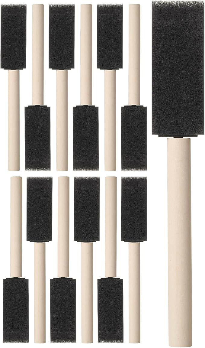Bates Foam Paint Brushes, 1", 12 Pack - Sponge Brushes for Painting, Staining, and Mod Podge