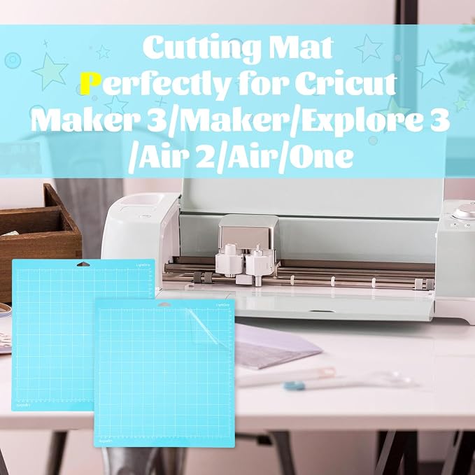 THANMAO LightGrip Cutting Mat 3 Pack, 12"x12" Light Grip Cutting Mats for Cricut Maker 3/Maker/Explore 3/Air 2/Air/One, Replacement Accessories Card, Adhesive Non-Slip Cut Mats, Blue