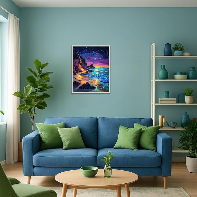 Banket Paint by Numbers Kit for Adults Beginner Beach DIY Painting Kits for Adults Starry Night Easy Adult Paint by Number Kits on Canvas Color by Numbers for Gifts Home Wall Decor 16x20 Inch