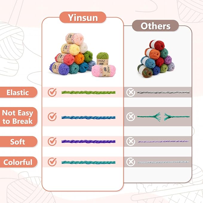 12pcs Yarns for Crocheting, 12 Colors Starter Acrylic Crochet Yarn Bundle 4 Ply for Adult Child Knitting Crochet Crafts (12 x 15g) (Pack of 2)