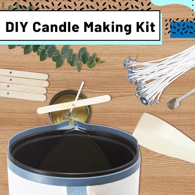 Ksedcon Wax Melting Pot Kit with Thermometer, Wicks and 3 Candle Dye Colors | Electric Wax Melter with Pour Spout, Small Candle Maker to Make Your Own Candles
