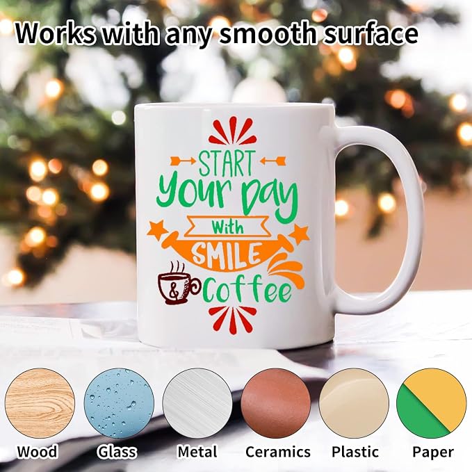 Prime Vinyl Permanent Vinyl, Self Adhesive Vinyl for All Cutting Machines 12" x 12", 25 Sheets for Home Decor, Logo, Banners, Window Graphics, Cutting Machine