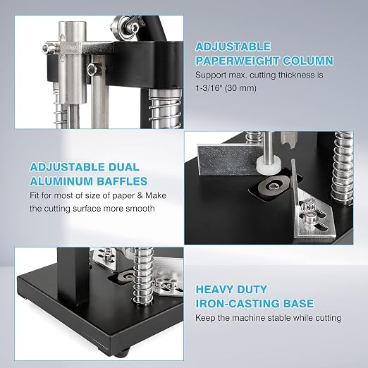 IRONWALLS Corner Rounder Punch Heavy Duty, 1.2”/30mm Thickness Manual Corner Rounder Paper Punch Cutter with R6mm R10mm Interchangeable Dies for Heavy Cardstock, Plastic, Aluminum Sheet
