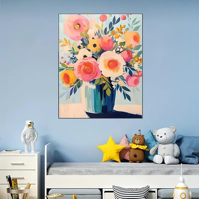 Arttoplus Flower Paint by Numbers Kit for Adults Beginner 16x20 inch | Flowers in a Vase Adult Paint by Number Kits on Canvas, DIY Oil Painting by Numbers for Gift Home Wall Decor (Without Frame)
