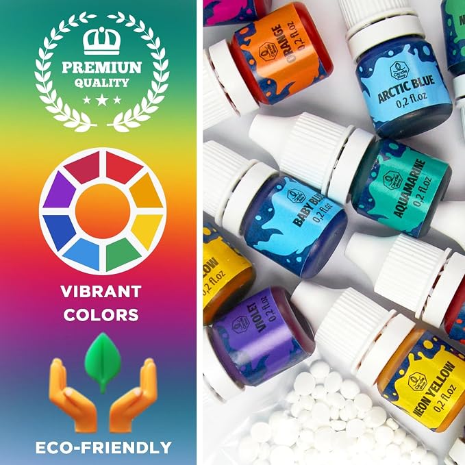 Liquid Candle Dye for Soy Candle Making – 16 Colors Wax Coloring Set | 16 Popular Candle Dye Coloring Set - Premium Liquid Candle Wax Coloring, Highly Concentrated