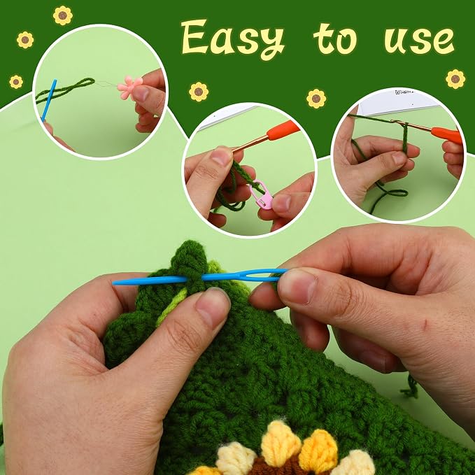 Fedmut Crochet Kit for Beginners Adult, Includes Deep Green Yarn, Hooks, Stitch Markers, Video Tutorials, Ideal for All Ages & Gifts